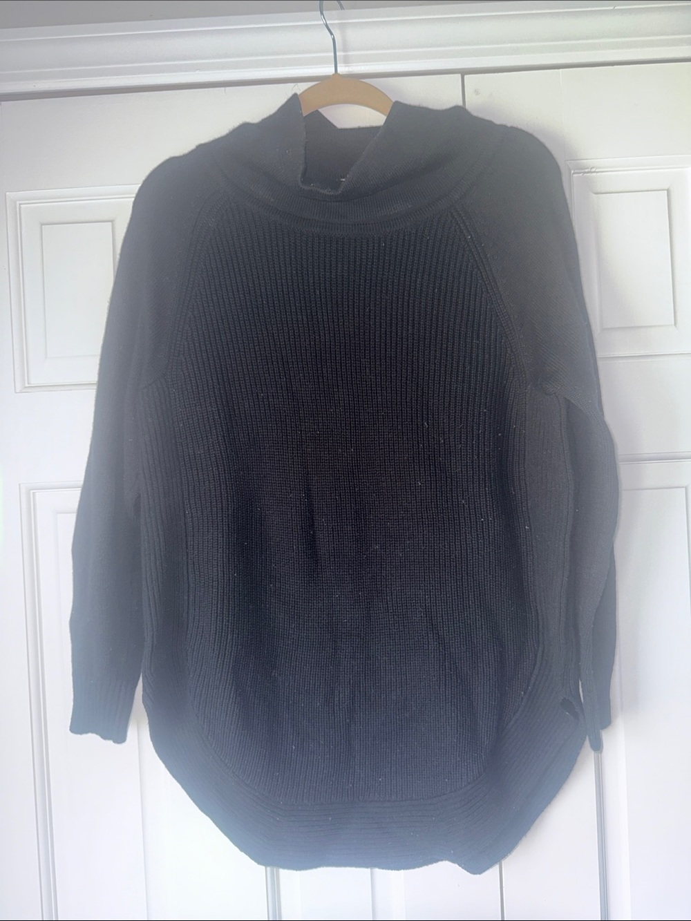 Athleta Black Ribbed Cowl Neck Sweater